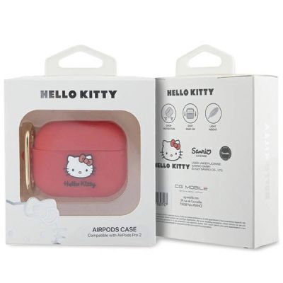 4. Hello Kitty Silicone 3D Kitty Head case for AirPods Pro 2 (2022/2023) - fuchsia