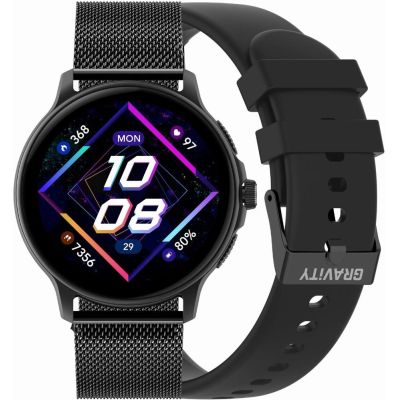GRAVITY GT12-1 Women's Smartwatch Black Silicone Strap + Black Bracelet
