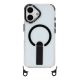3. iPhone 17 case with stand, short strap (30 cm) and long strap (120 cm), compatible with MagSafe - black