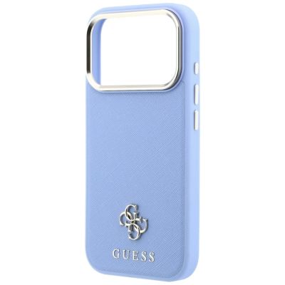 6. Guess Saffiano Small 4G & Classic Logo MagSafe Case for iPhone 18 Pro Max / 17 Pro Max - Light Blue