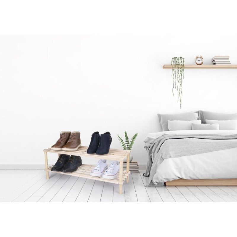 10. SHELVES 2-LEVEL WOODEN SHOE RACK ALPINA