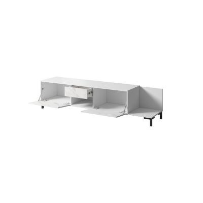 2. TV cabinet MARMO 2D1S1K 195x40xH47.5 white matt/white marble