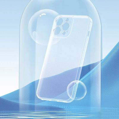 15. Baseus Frosted Glass Case Cover for iPhone 13 Pro Max Hard Cover with Gel Frame Transparent (ARWS000802)