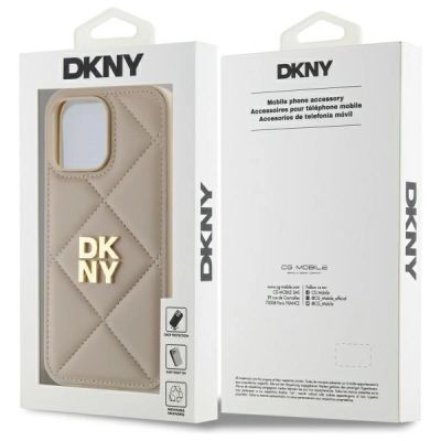 8. DKNY Quilted Stack Logo iPhone 14 Pro Case - Beige
