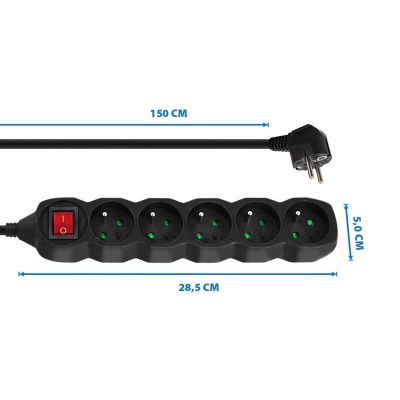 3. ESPERANZA POWER STRIP 5 OUTLETS SWITCH 1.5M BLACK ELK214K