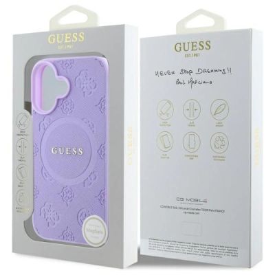 8. Guess Saffiano Peony Classic Logo MagSafe iPhone 16 Case - Purple
