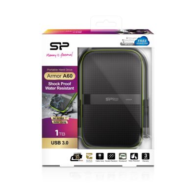 Silicon Power Armor A60 External HDD (1TB; 2.5"; USB 3.2; 5400 rpm; Green-Black; SP010TBPHDA60S3K)