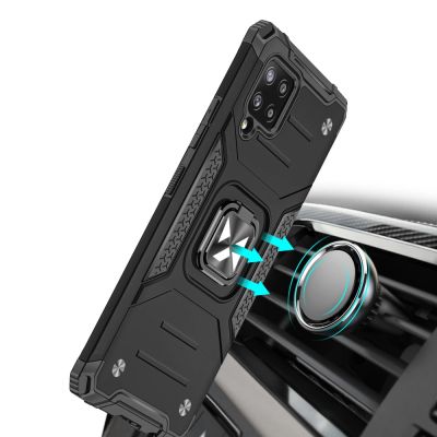 6. Wozinsky Ring Armor Case Kickstand Tough Rugged Cover for Samsung Galaxy A42 5G blue