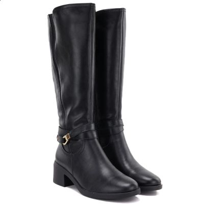 4. Women's leather boots with heels, insulated, black, Sergio Leone KZ-13-S