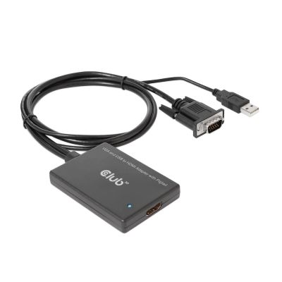 CLUB3D CAC-1720 Cable Adapter 0.6m HDMI Type A (Standard) VGA (D-Sub) + USB Black