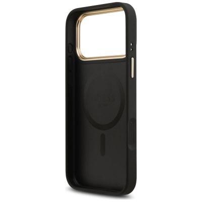 7. Guess Peony Hot Stamp MagSafe Case for iPhone 17 Pro Max - Black