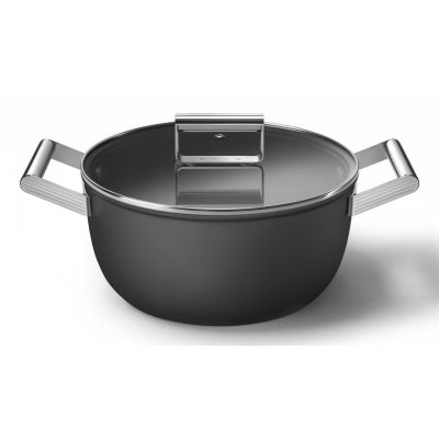 6. Smeg CSF2412BLM Kochtopf, 20 cm, Keramik, Edelstahlgriff, Mattschwarz