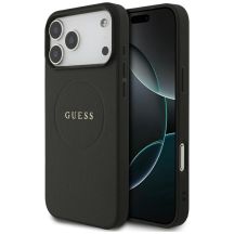 Guess Grained Gold Ring MagSafe Case for iPhone 18 Pro Max / 17 Pro Max - Black