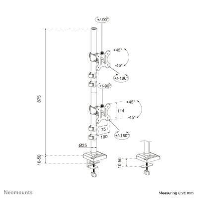 24. Neomounts DS60-600BL2V Monitor Holder/Stand 81.3 cm (32") Desk Black