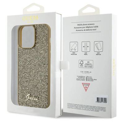 8. Guess Disco Metal Script case for iPhone 15 Pro Max - gold