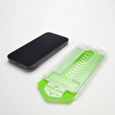 5. 9H tempered glass with mounting frame for iPhone 14 Plus Wozinsky Premium Glass - black