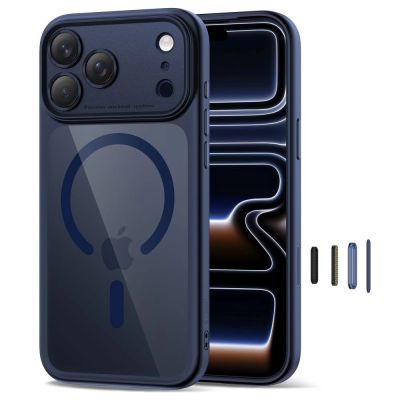 2. Tech-Protect Magpeak Magsafe CC Case for iPhone 17 Pro Max - Clear Navy Blue