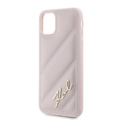 6. Karl Lagerfeld Diagonal Quilted Script case for iPhone 11 / Xr - pink