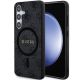 8. Guess 4G Collection Leather Metal Logo MagSafe Case for Samsung Galaxy S24 - Black