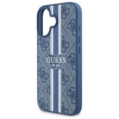 6. Guess 4G Printed Stripes MagSafe case for iPhone 16 - blue