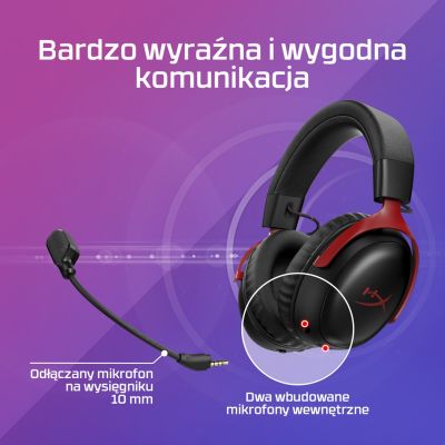 4. HyperX Cloud III Wireless – Wireless Gaming Headset (Black and Red)