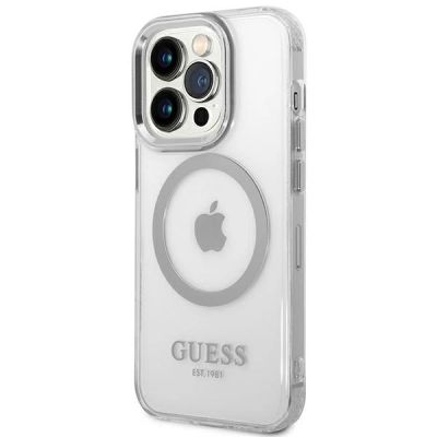 2. Guess GUHMP14XHTRMS iPhone 14 Pro Max 6.7" silver/silver hard case Metal Outline Magsafe