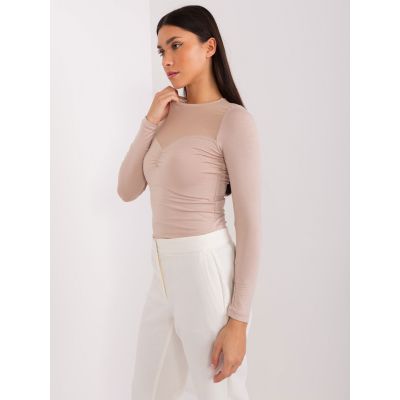 3. BASIC FEEL GOOD Beige Mesh Blouse (RV-BZ-9202.10X)