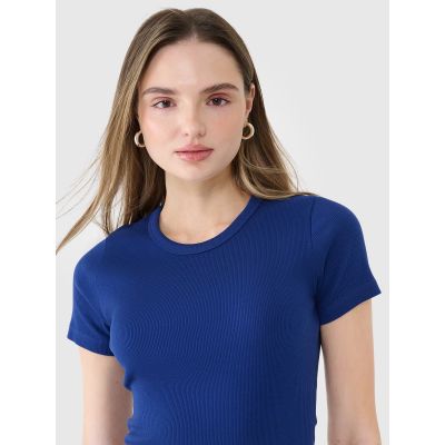 Women's slim ribbed t-shirt 4F 4FWSS25TTSHF1968-30S