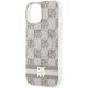 6. DKNY IML Checkered Mono Pattern & Printed Stripes MagSafe Case for iPhone 15 Plus / 14 Plus - Beige