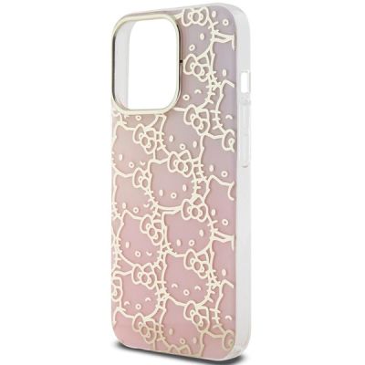 6. Hello Kitty IML Gradient Electrop Crowded Kitty Head Case for iPhone 13 Pro Max - Pink