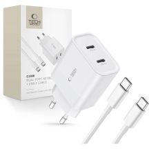 Tech-Protect C20W 2x USB-C PD 20W charger with USB-C / USB-C cable - white