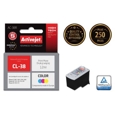 2. Activejet AC-38R Ink (Canon CL-38 replacement; Premium; 12 ml; color)