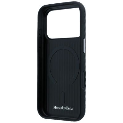 7. Mercedes Leather Semi Wrap Wood Effect MagSafe Case for iPhone 17 Pro Max - Black