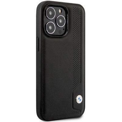 4. Case BMW BMHCP14L22RBDK iPhone 14 Pro 6.1" black/black hardcase Leather Blue Dots