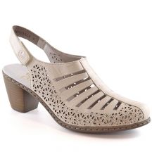 Rieker W RKR49B leather high-heeled sandals, beige