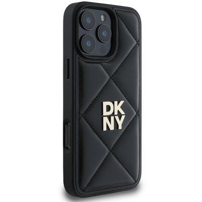 4. DKNY Quilted Stack Logo iPhone 16 Pro Case - Black