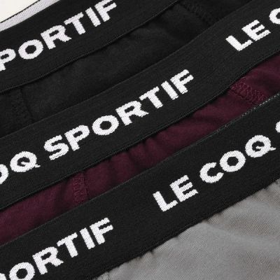 9. Le Coq Sportif Men's Boxer Briefs 3-Pack Black Gray Burgundy