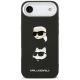 3. Karl Lagerfeld FW Grained Karl & Choupette Heads Pins & Logo iPhone Air Case - Black