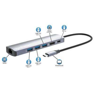8. Manhattan 153959 Wired Docking Station USB 3.2 Gen 1 (3.1 Gen 1) Type-C Silver