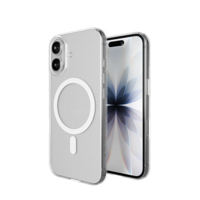 4. Puro Lite Mag TPU+PC Case Compatible with MagSafe for iPhone 17 - Transparent with White Ring