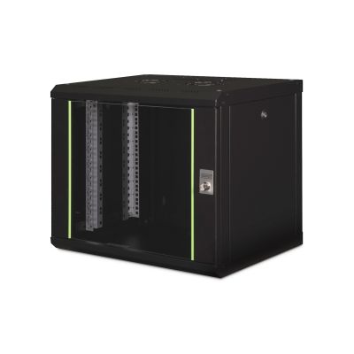 28. Digitus Unique 19" 9U rackmount network cabinet, 600x450, glass door, black, undivided, assembled, 100kg