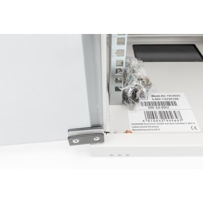 3. Wall-mounted network cabinet 10" 9U rack 312x300, glass door, gray, undivided, assembled, 30kg
