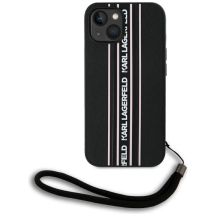 Karl Lagerfeld Saffiano Athleisure Stripes Cord iPhone 15 Case - Pink