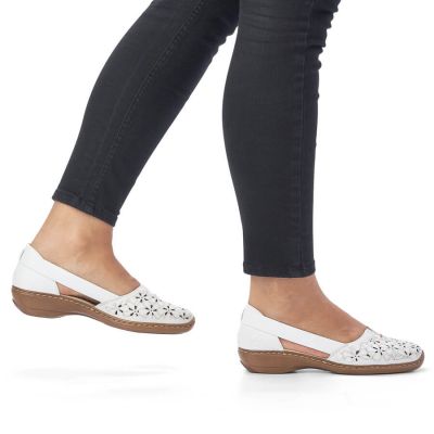 8. Rieker W RKR442B openwork leather shoes white
