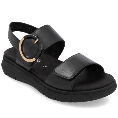 4. Women's leather wedge sandals black Remonte D2K50-00