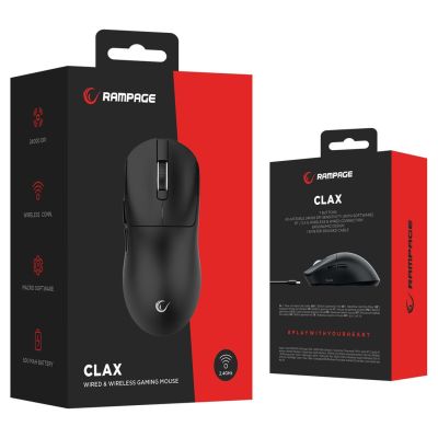 5. RAMPAGE CLAX Gaming Mouse, Black, 24,000 DPI