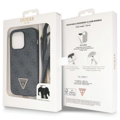 9. Guess GUHCP14LP4TDSCPK case for iPhone 14 Pro - black Crossbody 4G Metal Logo