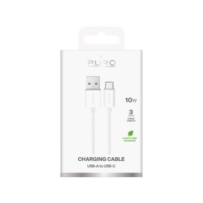 2. Puro TPE 10W USB-A - USB-C Cable 3m - White