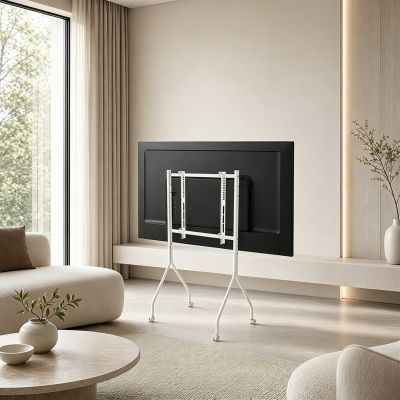 6. MACLEAN TV STAND / TROLLEY FOR MACLEAN TV, ON WHEELS, 37-80", MAX. LOAD 50KG, MAX. VESA 600X400, WHITE, MC-180
