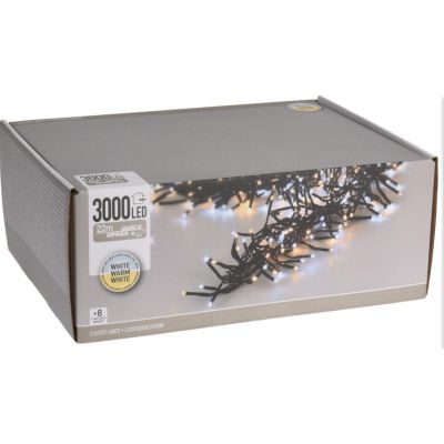 6. CHRISTMAS TREE LIGHTS LIGHT CHAIN 3000 LED TIMER COOL WHITE AND WARM WHITE